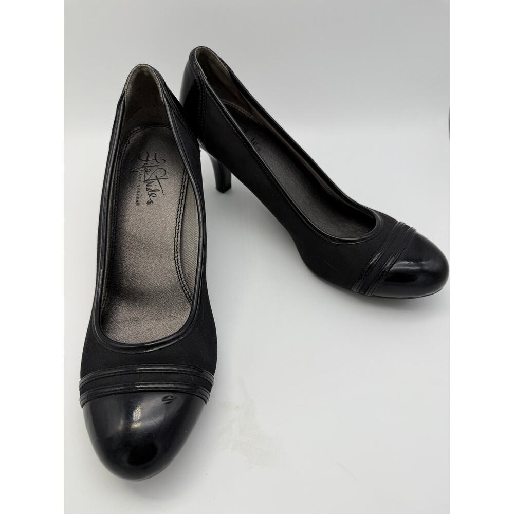 Life Stride Petunia‎ Soft System Black Event Patent 3 Inch Heels Shoes Size 8.5M